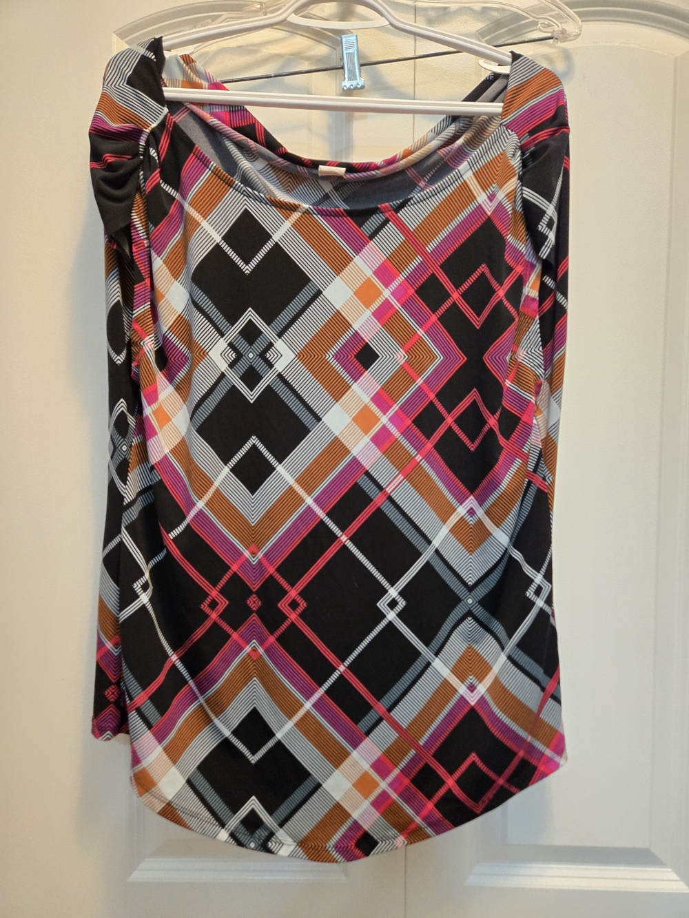 Jockey Womens Black Geometric Print Long Sleeve Top - Multicolor